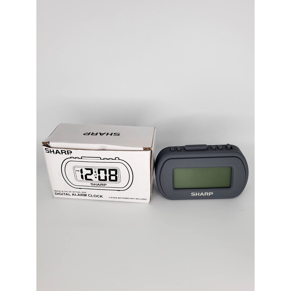 Sharp Digital Alarm Clock With Blue LED Backlight Rubberized‎ Case Battery Power - Picture 2 of 7